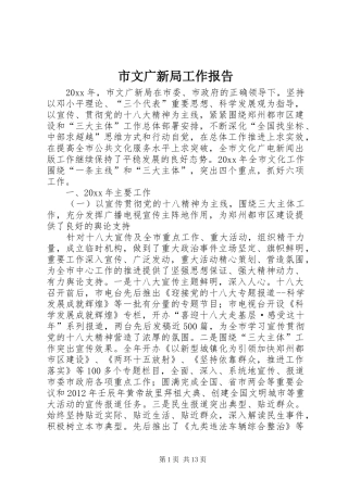 市文广新局工作报告