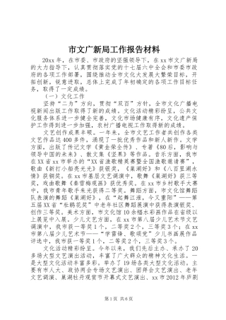 市文广新局工作报告材料