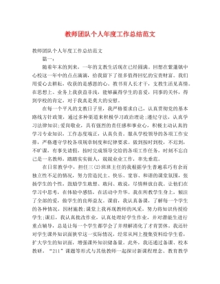 教师团队个人年度工作总结范文 