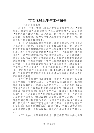 市文化局上半年工作报告