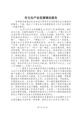 市文化产业发展情况报告