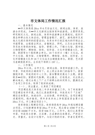 市文体局工作情况汇报