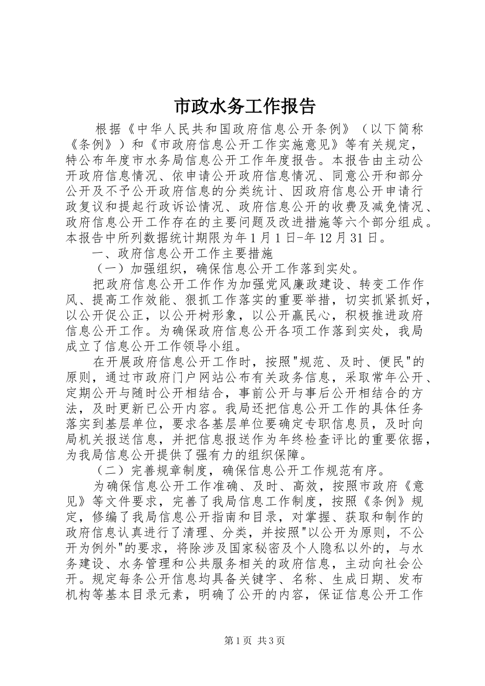 市政水务工作报告_第1页