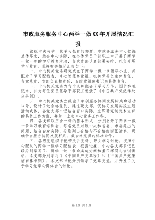 市政服务服务中心两学一做XX年开展情况汇报