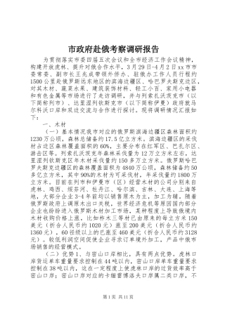 市政府赴俄考察调研报告