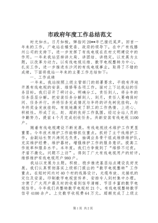 市政府年度工作总结范文