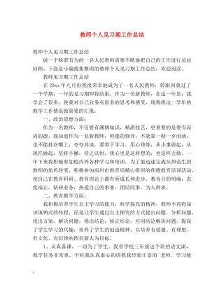 教师个人见习期工作总结 