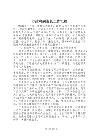 市政府副市长工作汇报