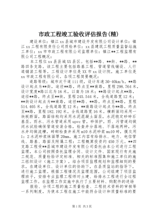 市政工程竣工验收评估报告(精)