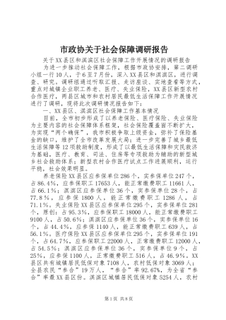 市政协关于社会保障调研报告