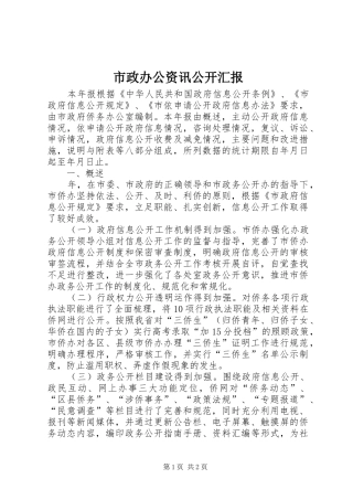 市政办公资讯公开汇报