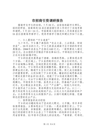 市招商引资调研报告
