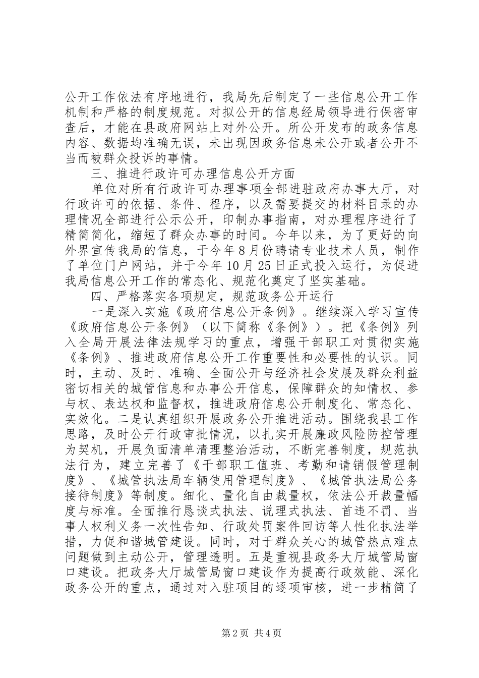 市执法局政府信息公开工作的自查报告_第2页