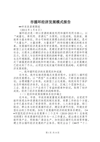 市循环经济发展模式报告