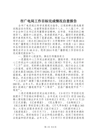 市广电局工作目标完成情况自查报告