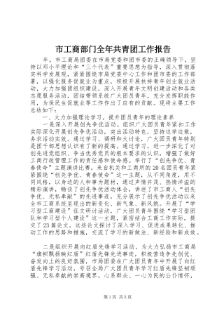 市工商部门全年共青团工作报告