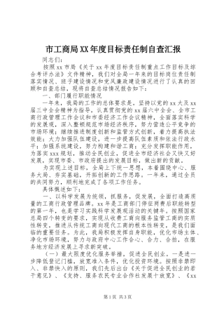 市工商局XX年度目标责任制自查汇报