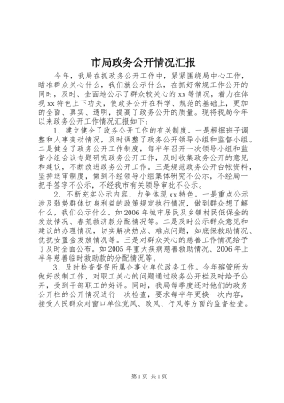 市局政务公开情况汇报