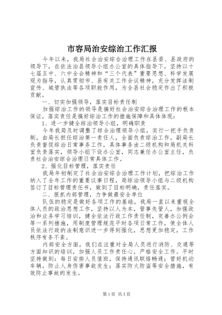 市容局治安综治工作汇报