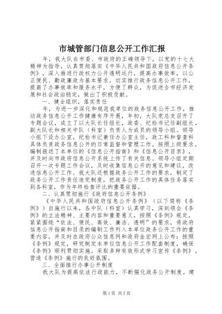 市城管部门信息公开工作汇报