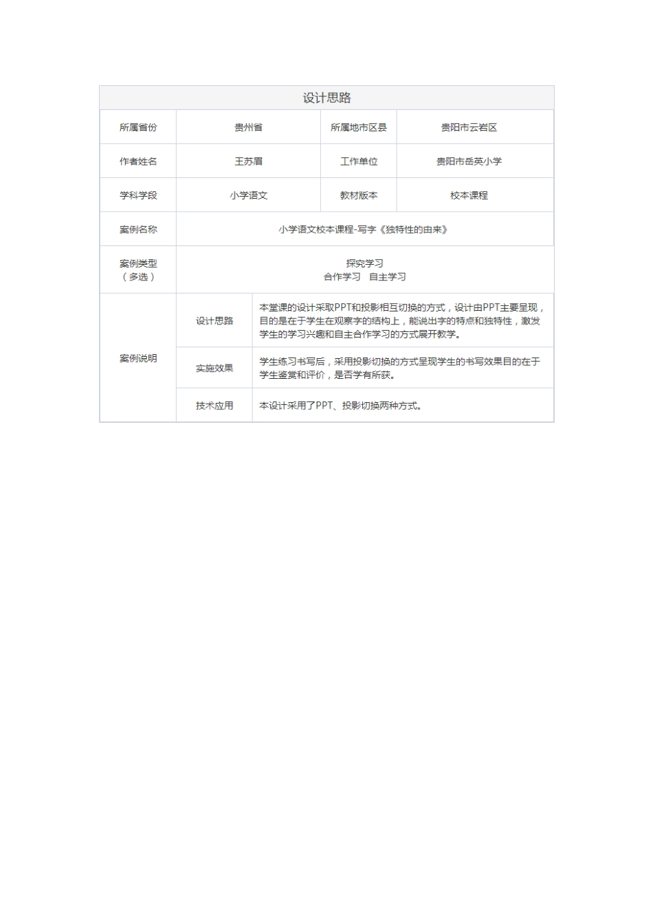 六年级校本课程字的独特性教学案例_第1页