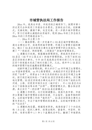 市城管执法局工作报告