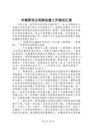 市城管局示范路创建工作情况汇报