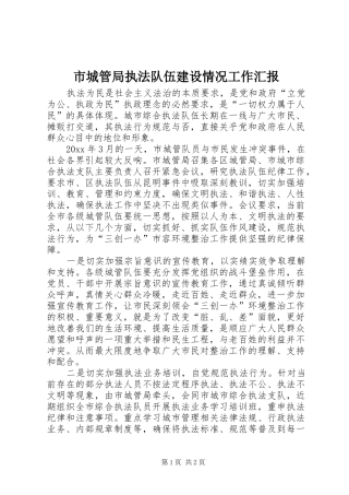 市城管局执法队伍建设情况工作汇报