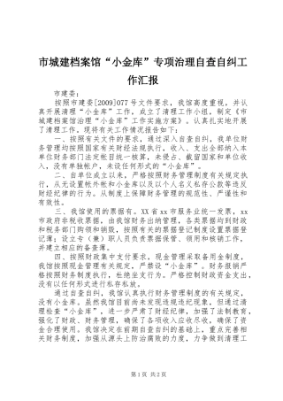 市城建档案馆“小金库”专项治理自查自纠工作汇报