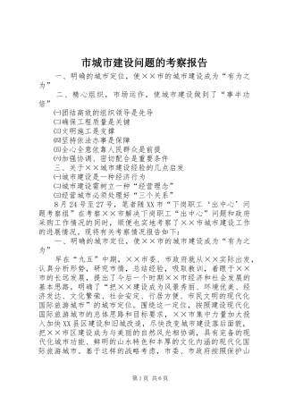 市城市建设问题的考察报告
