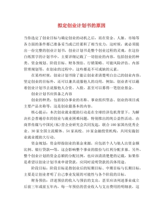 拟定创业计划书的原因 (2) 