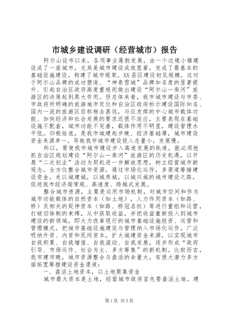 市城乡建设调研（经营城市）报告