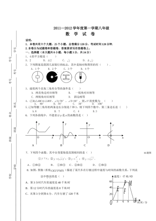 2011—2012学年度第一学期八年级数学试卷