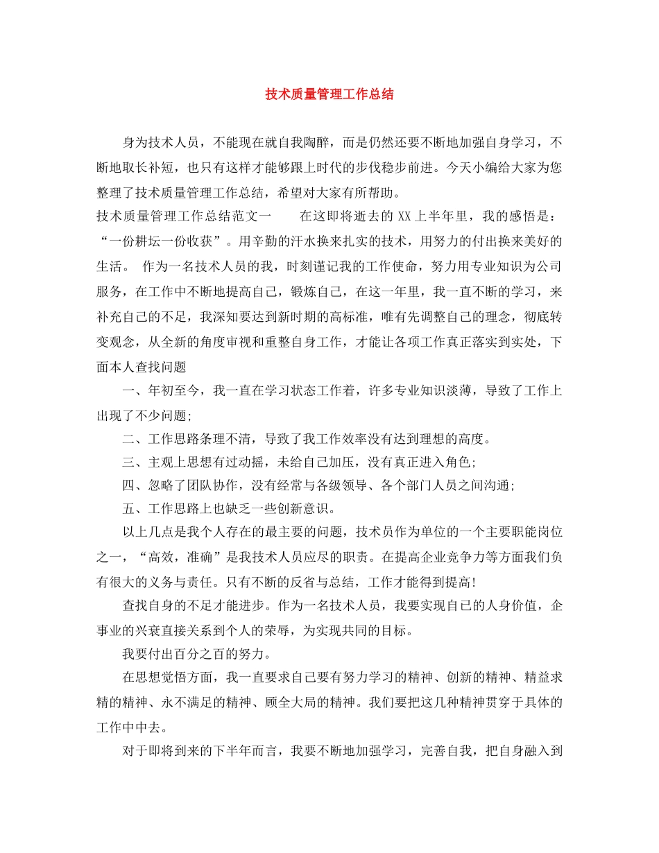 技术质量管理工作总结 _第1页