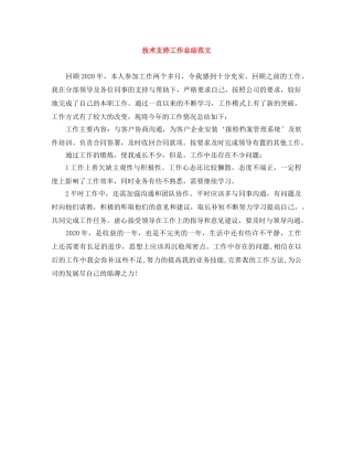技术支持工作总结范文 