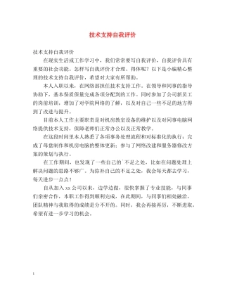 技术支持自我评价 