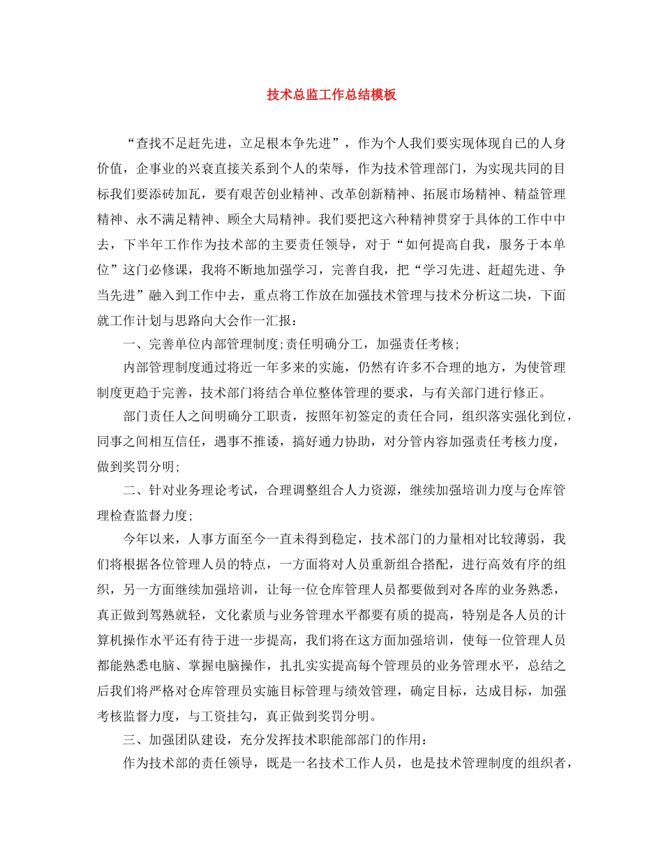 技术总监工作总结模板 _第1页