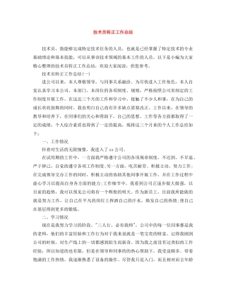 技术员转正工作总结 