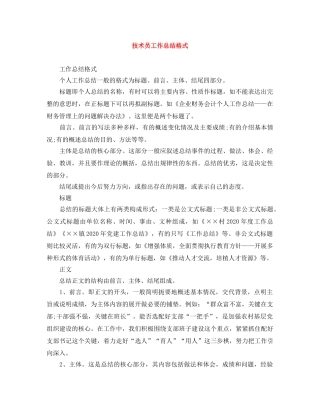 技术员工作总结格式 