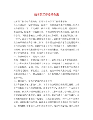 技术员工作总结合集 