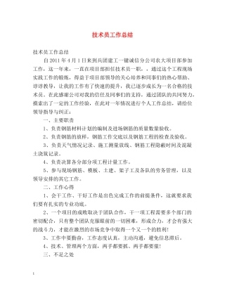 技术员工作总结 