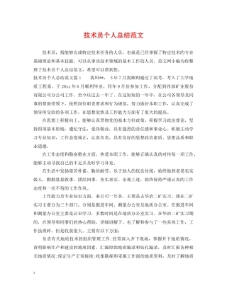 技术员个人总结范文 