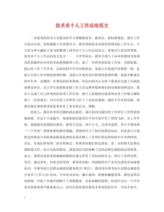 技术员个人工作总结范文2 