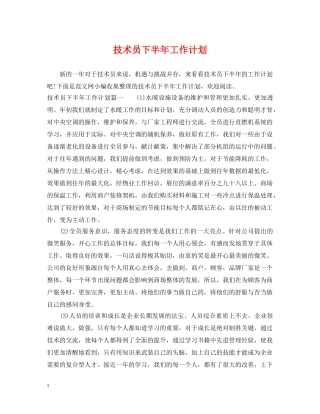 技术员下半年工作计划 
