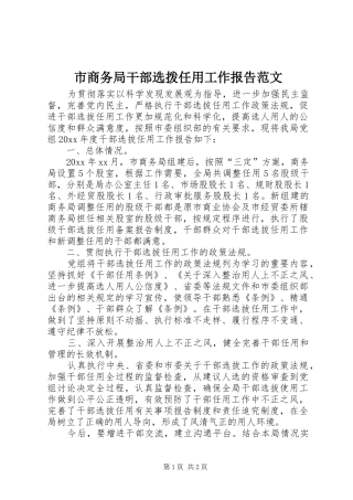 市商务局干部选拨任用工作报告范文
