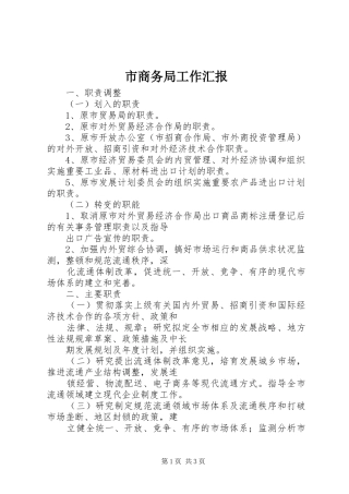 市商务局工作汇报