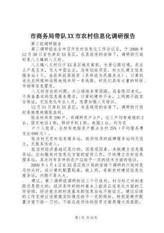 市商务局带队XX市农村信息化调研报告