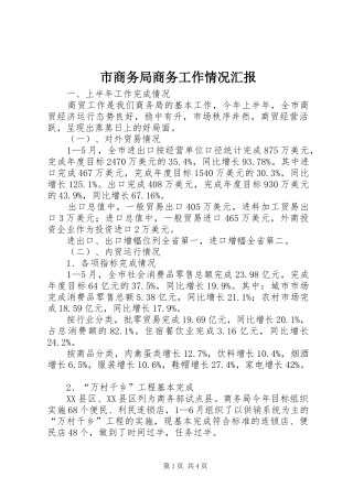 市商务局商务工作情况汇报