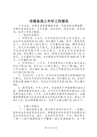 市商务局上半年工作报告