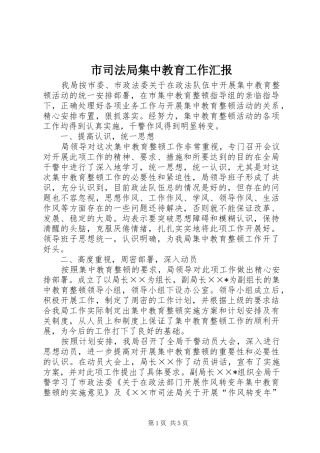 市司法局集中教育工作汇报
